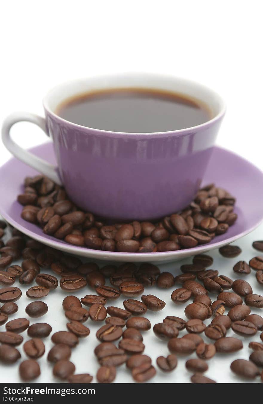 The  cup with fragrant coffee costs on a table