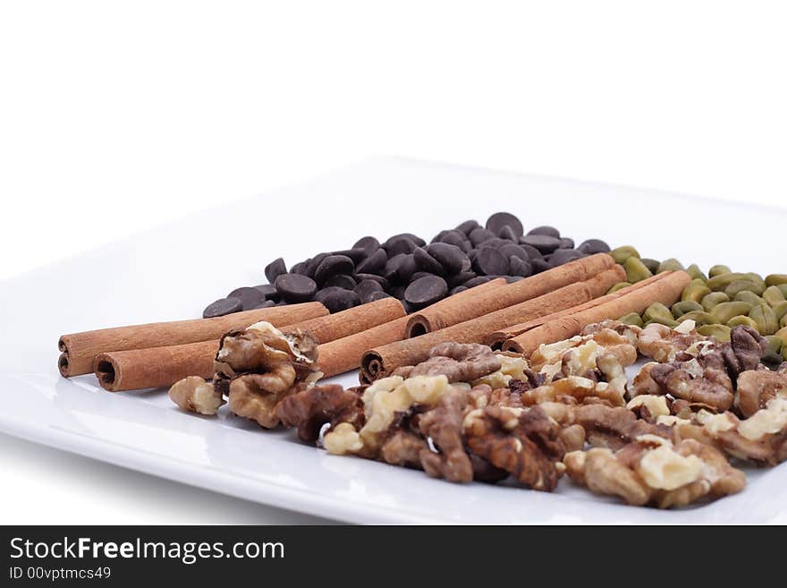 Snack on a plate isolated on a white background