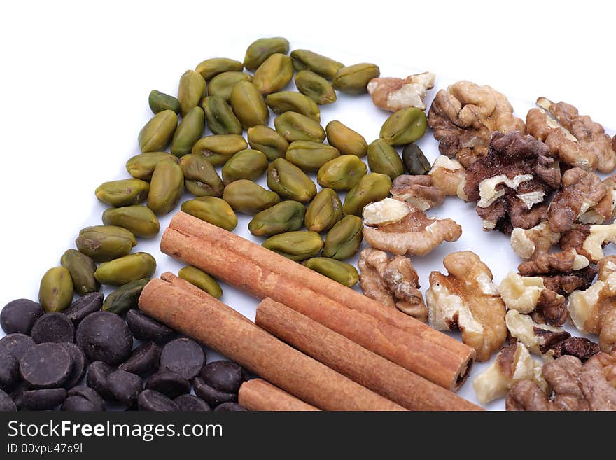 Snack on a plate isolated on a white background