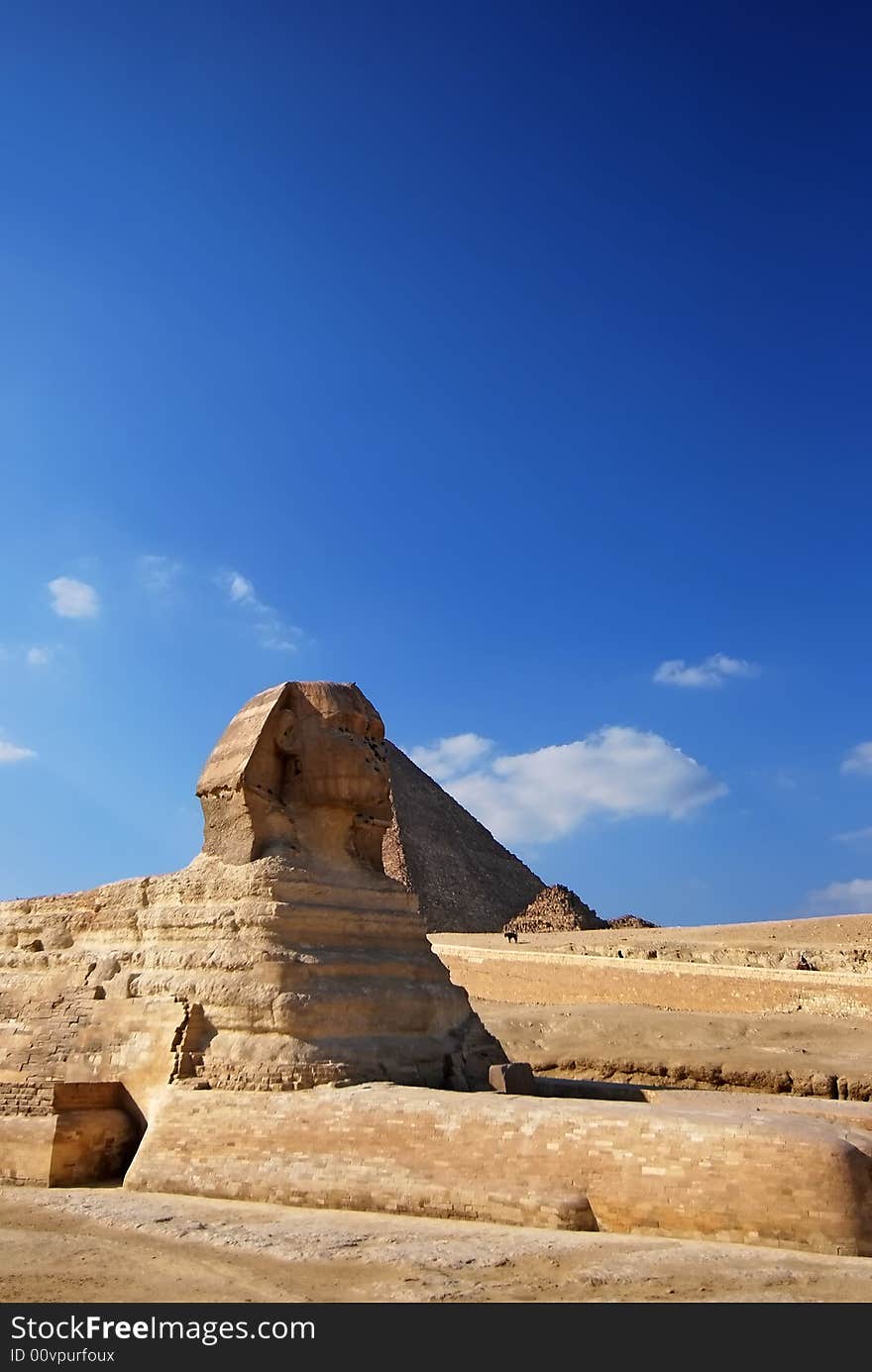 Sphinx and pyramids - tombs of the pharaohs in Giza, Egypt