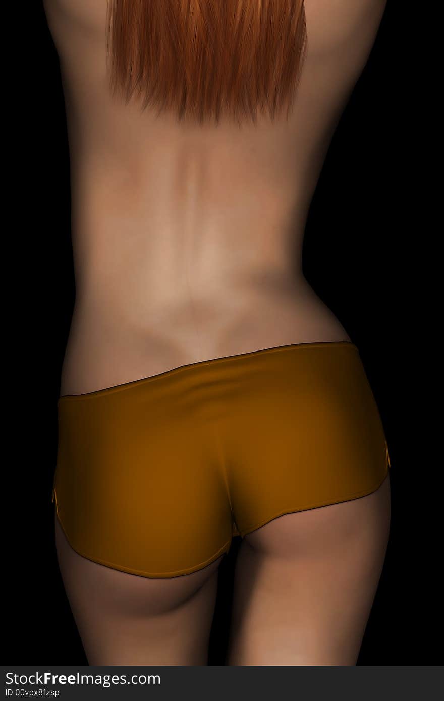 3D Render Of The Backside Of A Female