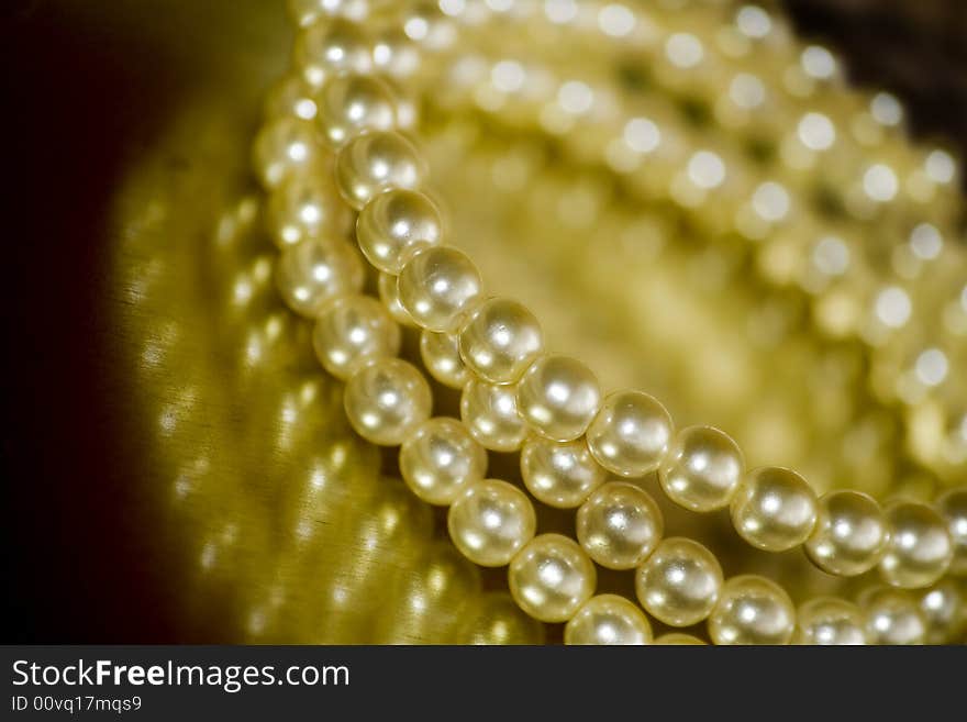 Close-up of vintage pearl bracelet