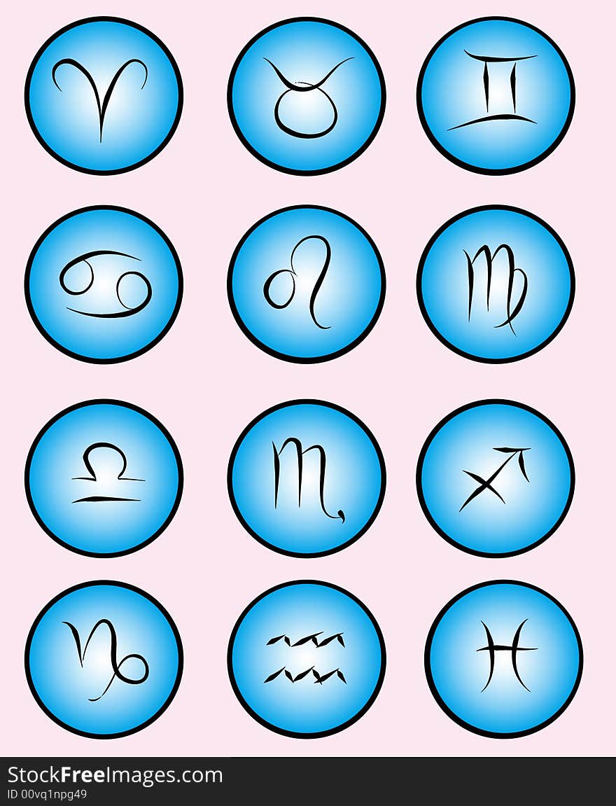 Buttons of zodiac signs - vector graphic