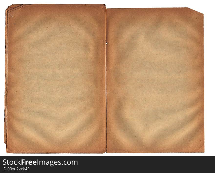 Old book open on both blank shabby pages. Old book open on both blank shabby pages.