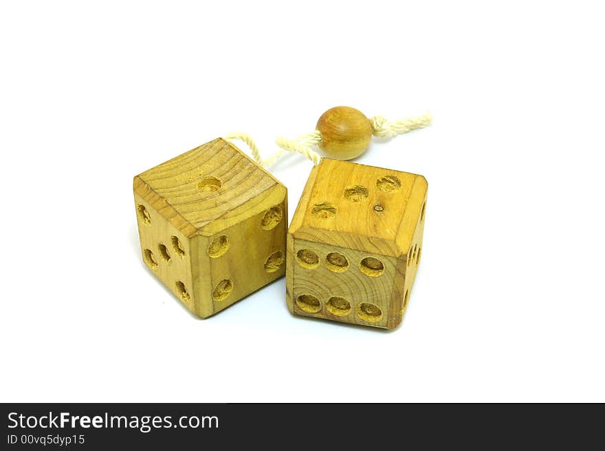 Isolated wooden dice on white background