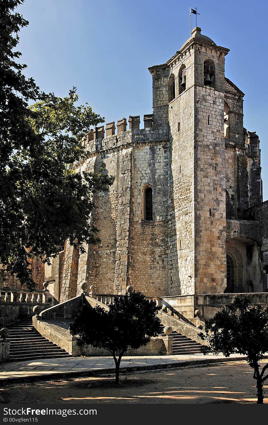 Portugal, tomar: castelo de Tomar; the castle and convent of tomar is  the most famous construction  on the city and one of the most important portuguese monuments; classified as unesco world heritage site ; the construction date from the 12th to the 16th century. the history of the castle is closely linked with the templar knights; view of the outsider walls. Portugal, tomar: castelo de Tomar; the castle and convent of tomar is  the most famous construction  on the city and one of the most important portuguese monuments; classified as unesco world heritage site ; the construction date from the 12th to the 16th century. the history of the castle is closely linked with the templar knights; view of the outsider walls