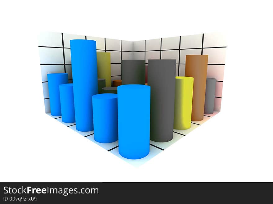 Statistics - 3d isolated multicolor diagram. Statistics - 3d isolated multicolor diagram