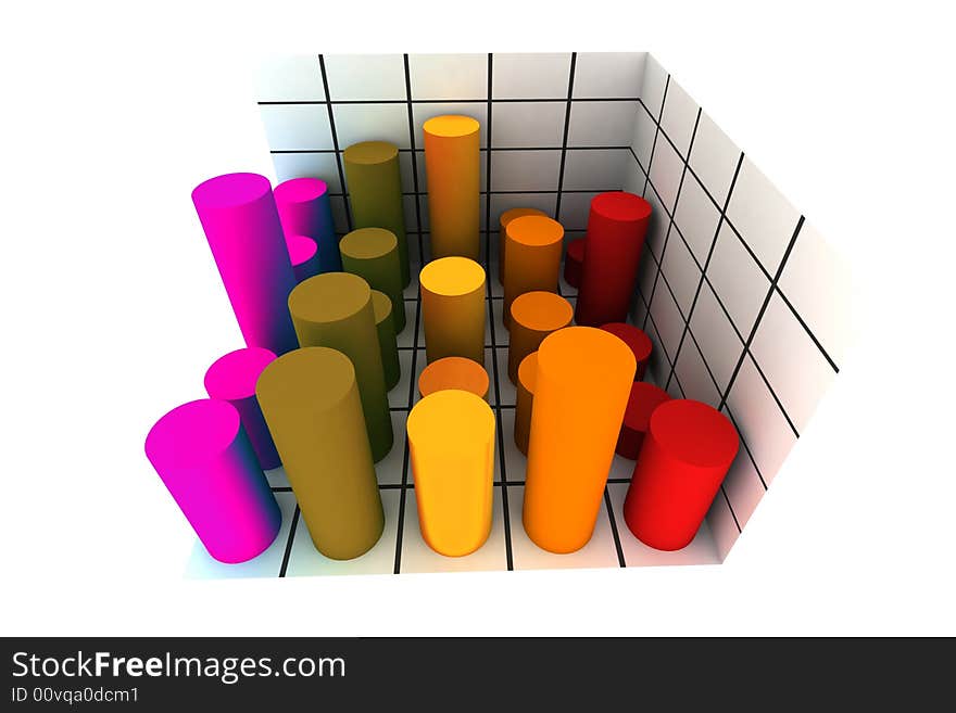 Statistics - 3d isolated multicolor diagram. Statistics - 3d isolated multicolor diagram