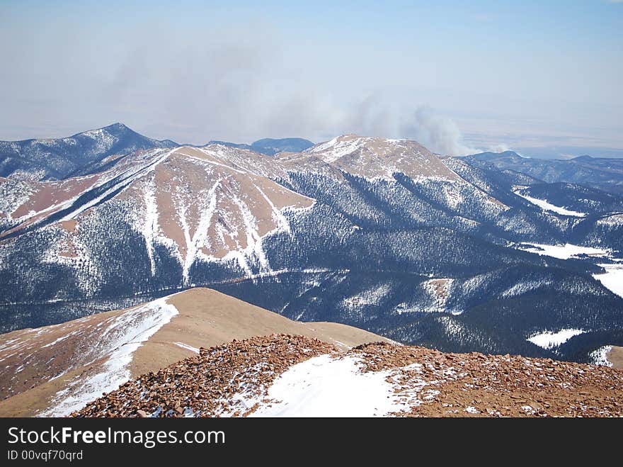 View from Pikes Peak - Fire in the distance