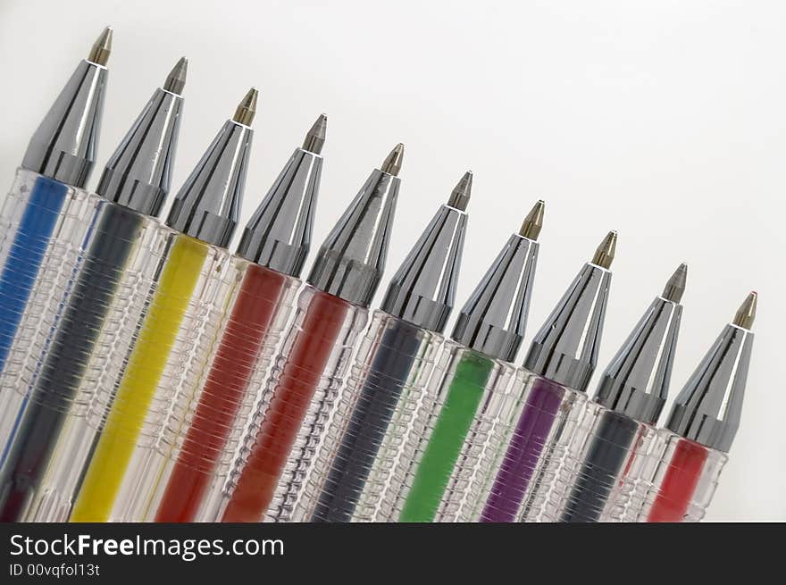 Coloured pens on white background. Coloured pens on white background.