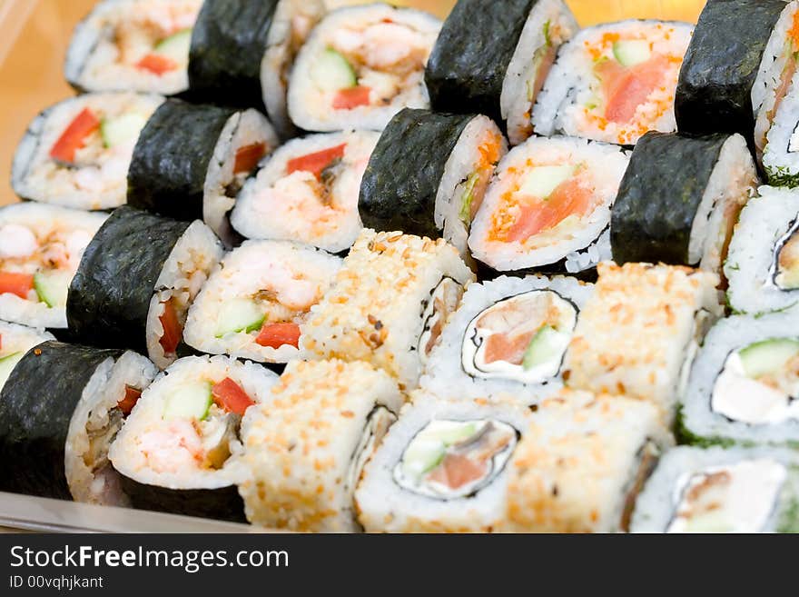 Different types of traditional japanese rolls