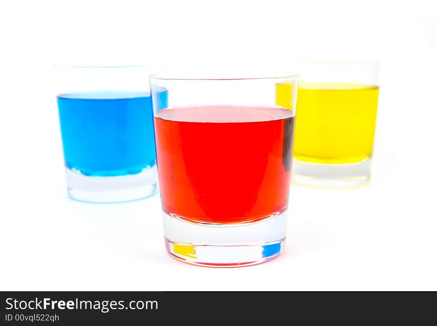 Glasses of soft drink isolated against a white background. Glasses of soft drink isolated against a white background