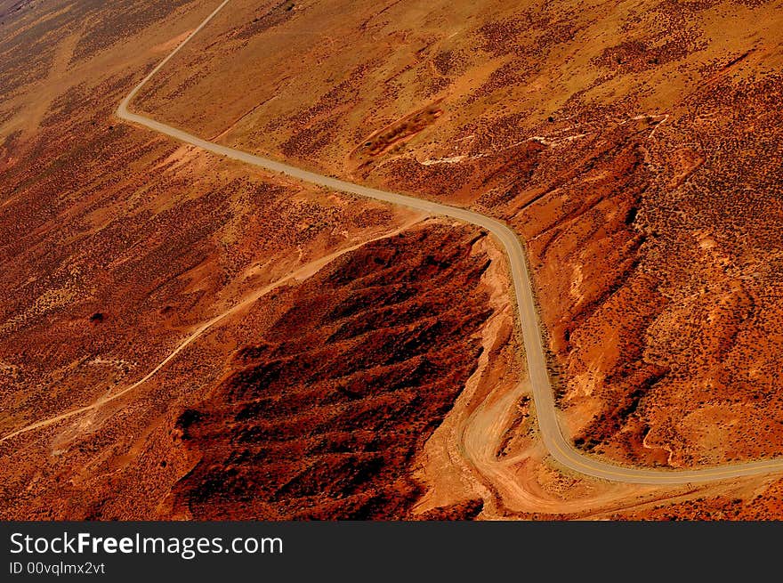 The Long winding road looking down from vermillion Cliffs. The Long winding road looking down from vermillion Cliffs