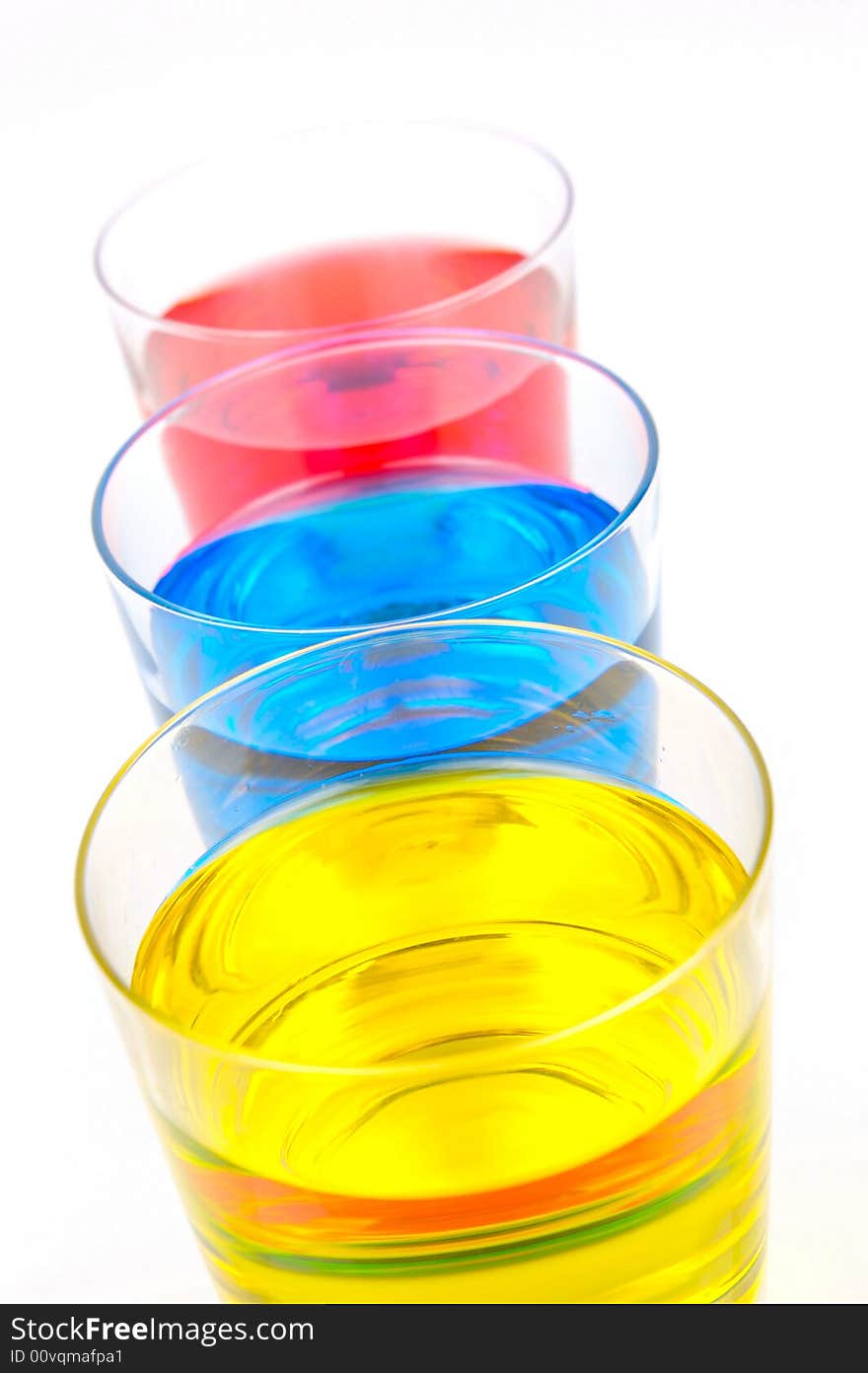 Glasses of soft drink isolated against a white background. Glasses of soft drink isolated against a white background