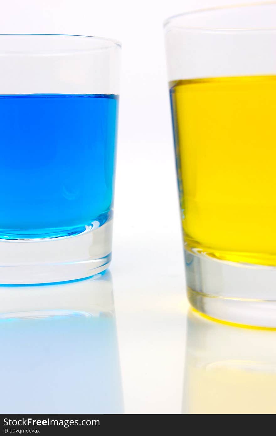 Glasses of soft drink isolated against a white background. Glasses of soft drink isolated against a white background