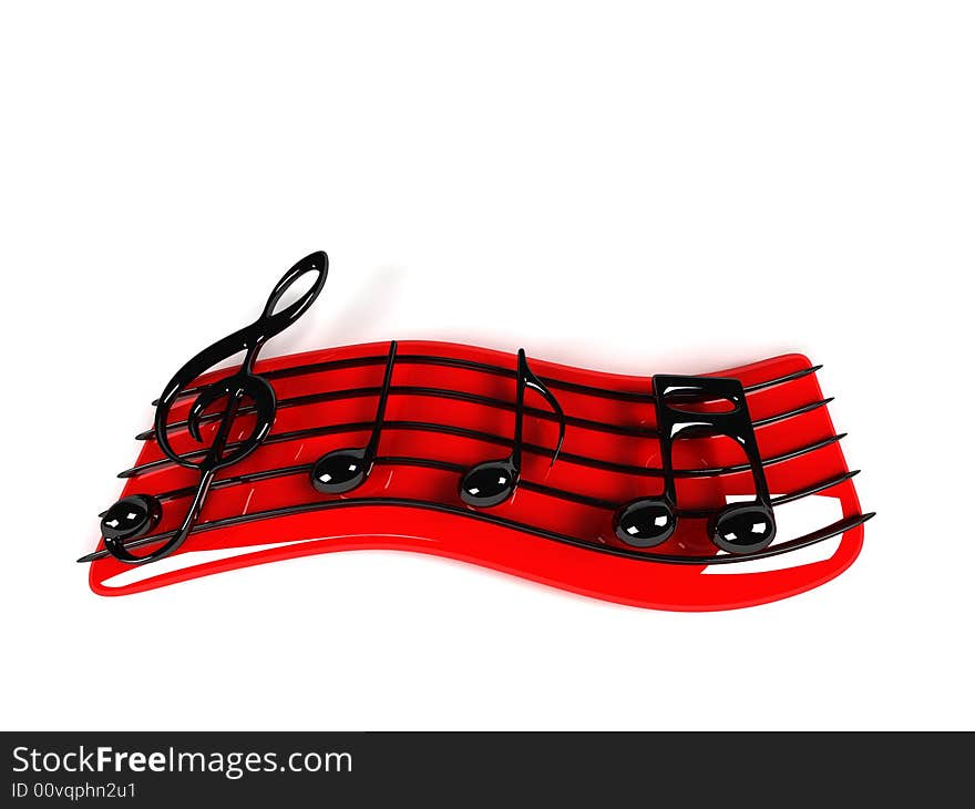 Black 3D music symbol with white background