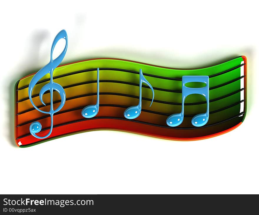 3D Music symbol with white background