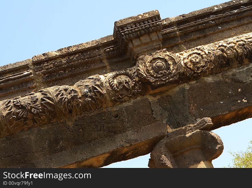 Ancient synagogue ruins in Korazim, Israel