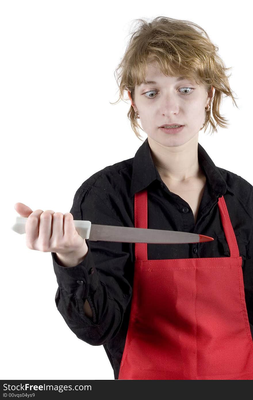 Portrait of woman with knife. Portrait of woman with knife