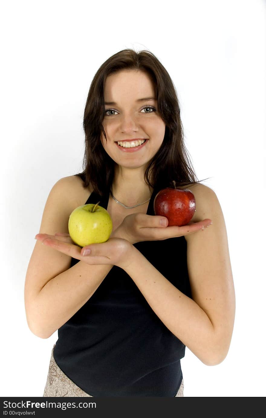 Happy women and apples