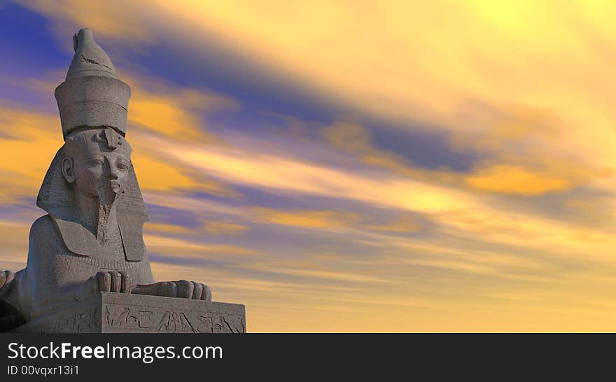 Antique Egyptian sphinx on quay of the river. Saint-Petersburg, Russia