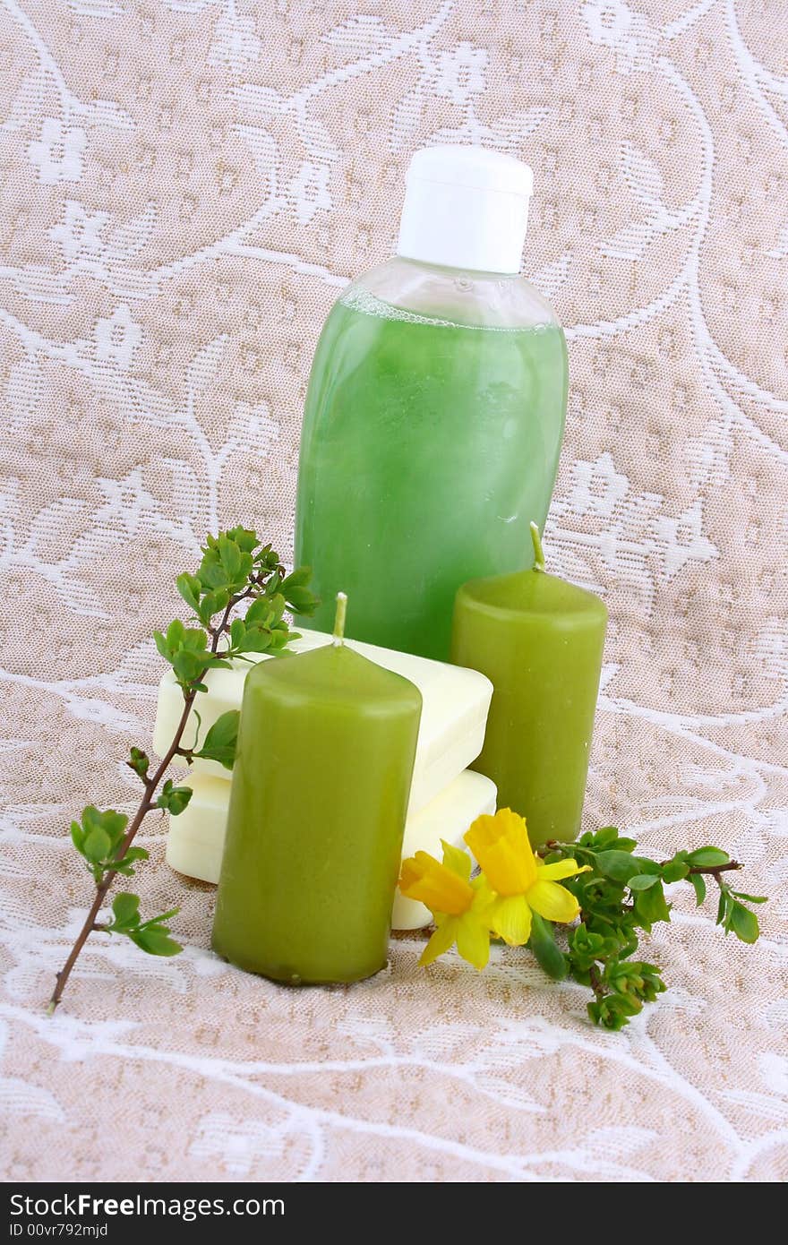 Spring green soap and leaf aromathetapy. Spring green soap and leaf aromathetapy