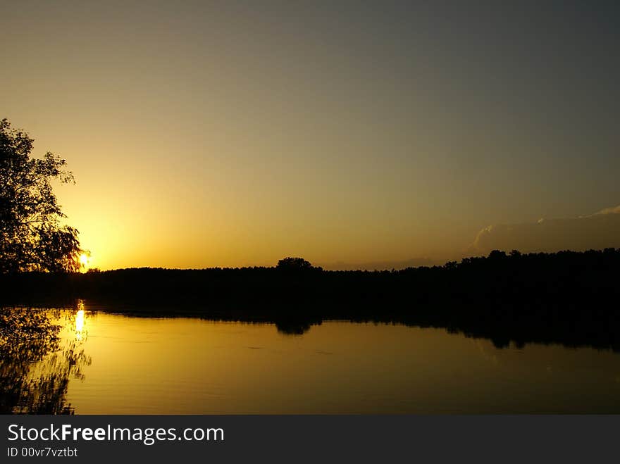 Sunset on the Danube river