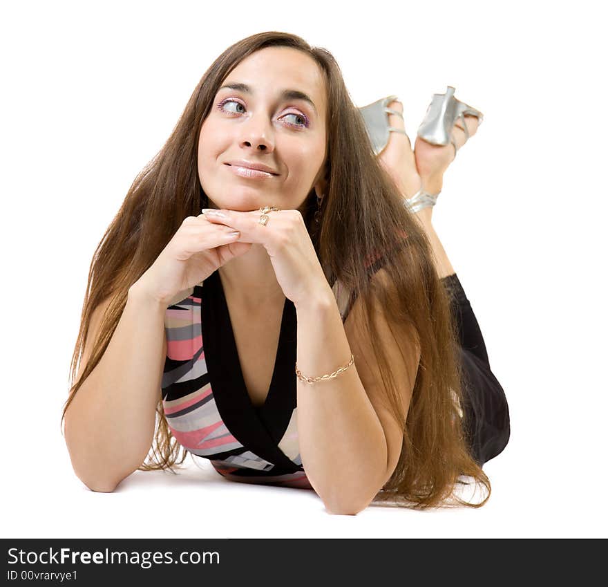 Girl rests upon floor