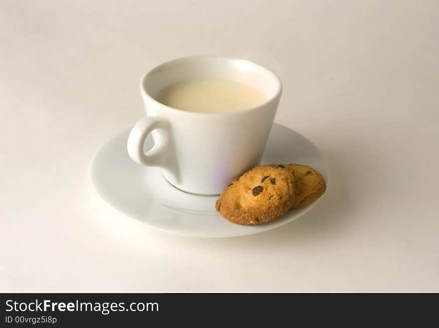 Cup of coffee with milk, clipping path