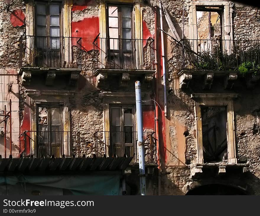 Decayed building facade