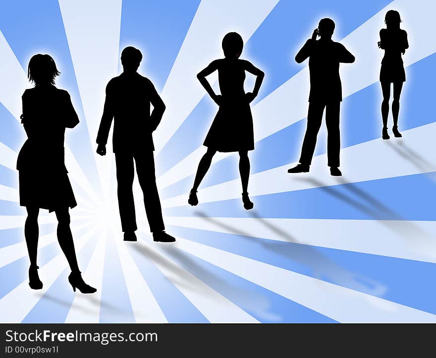 Business people silhouettes in different poses and attitudes. Business people silhouettes in different poses and attitudes