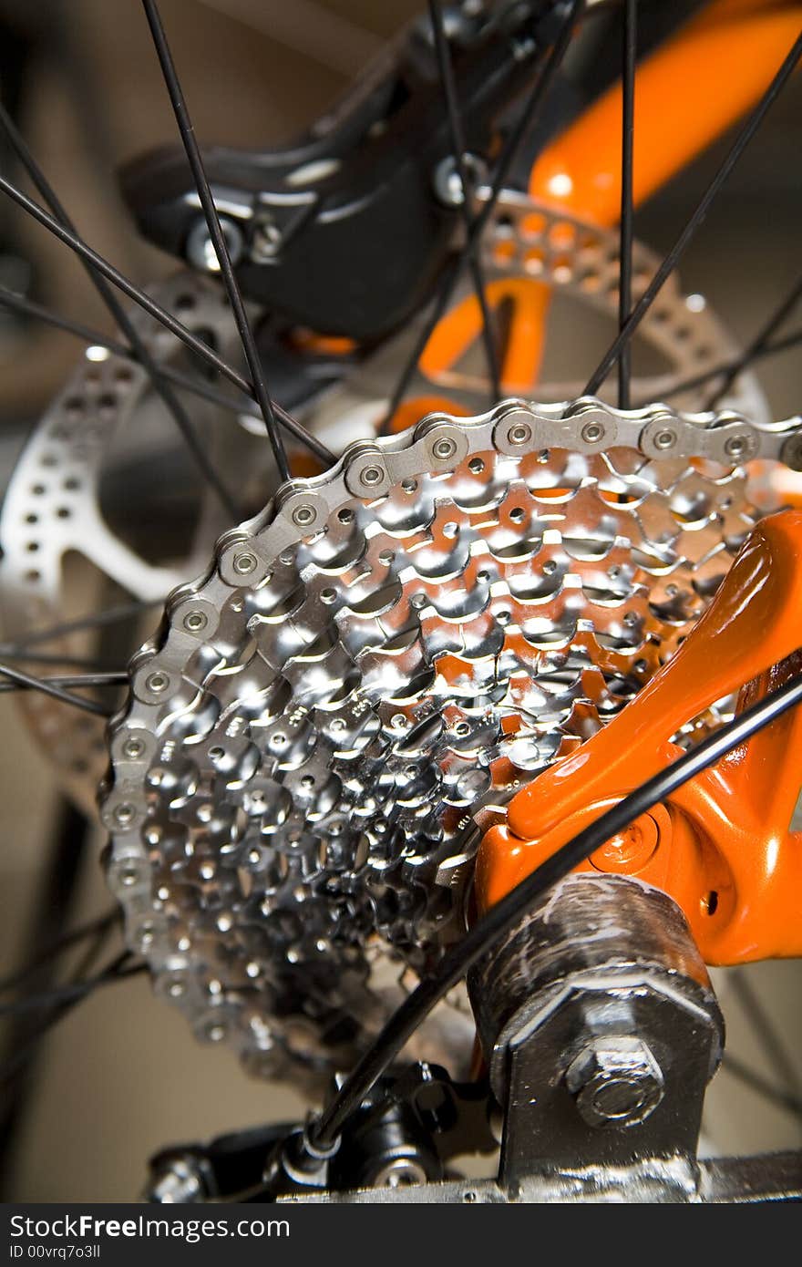 Detail of a mountain bike