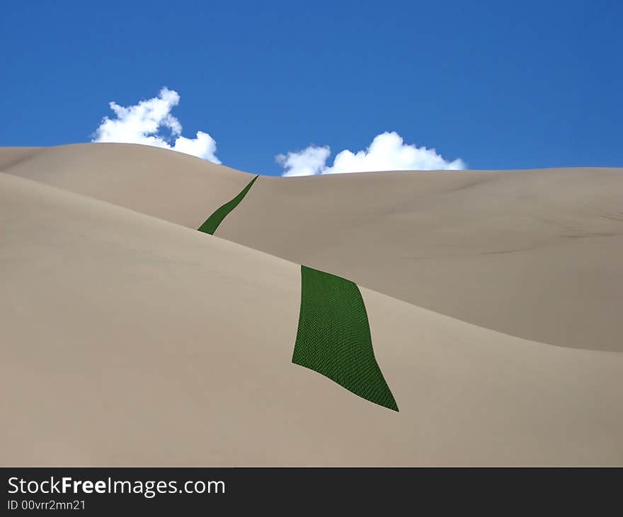 Green Carpet in Desert