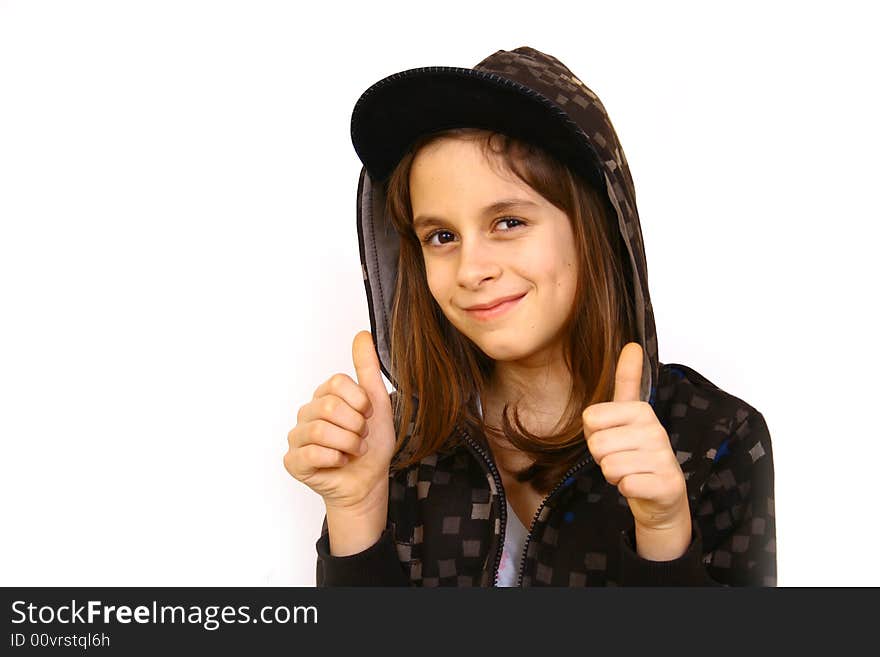 Isolated studio shoot of a beautiful girl looking