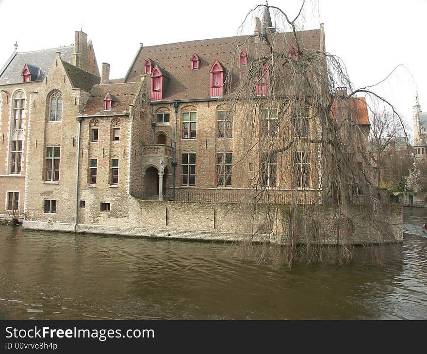 Old Houses On A Channel In Brugge