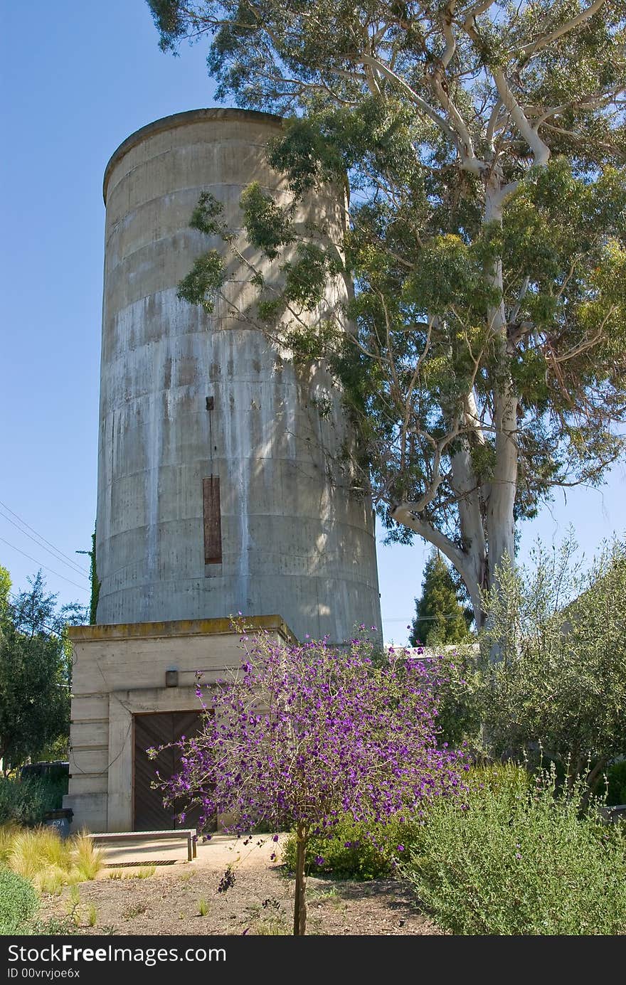 Old vintage concrete water tower