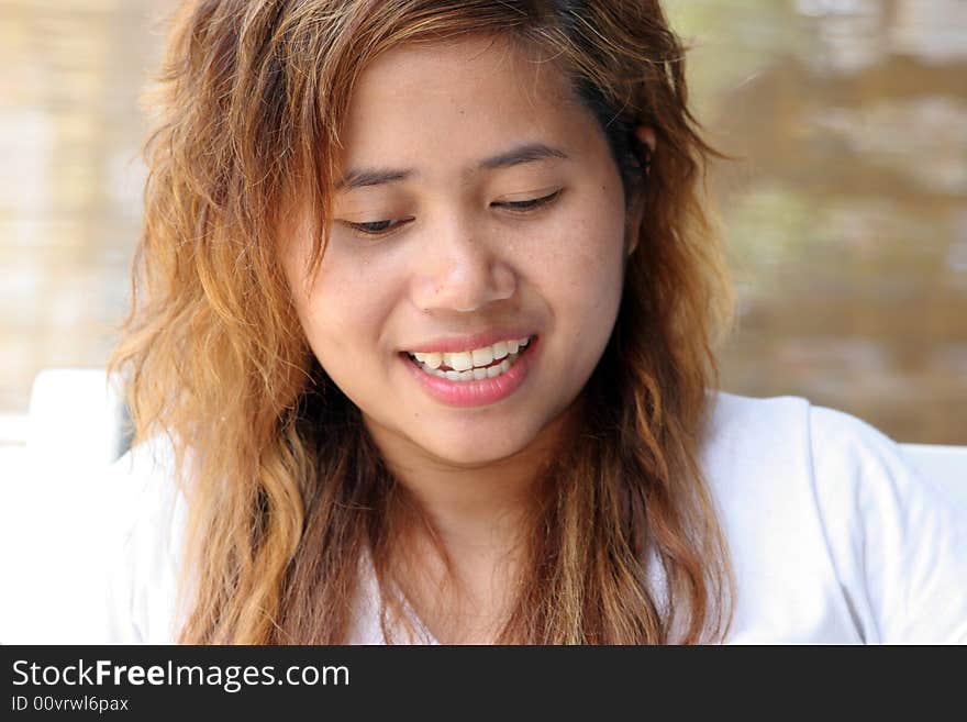 Close-up portrait of a pretty Thai woman. Close-up portrait of a pretty Thai woman.