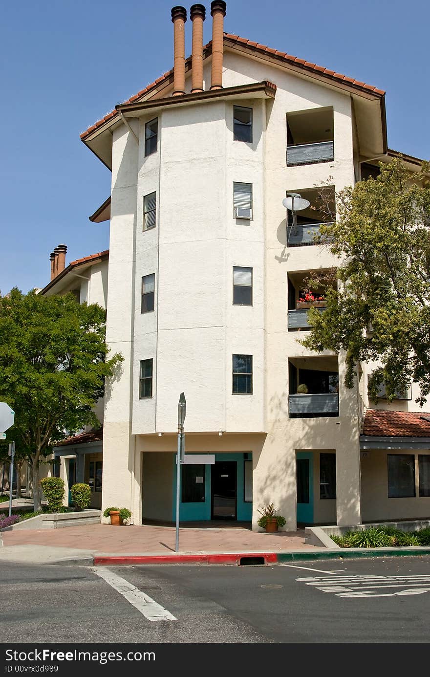 Modern apartment building in California