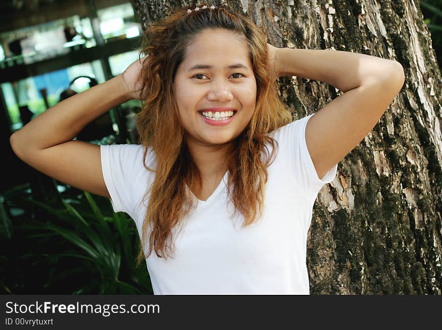 Close-up portrait of a pretty Thai woman. Close-up portrait of a pretty Thai woman.