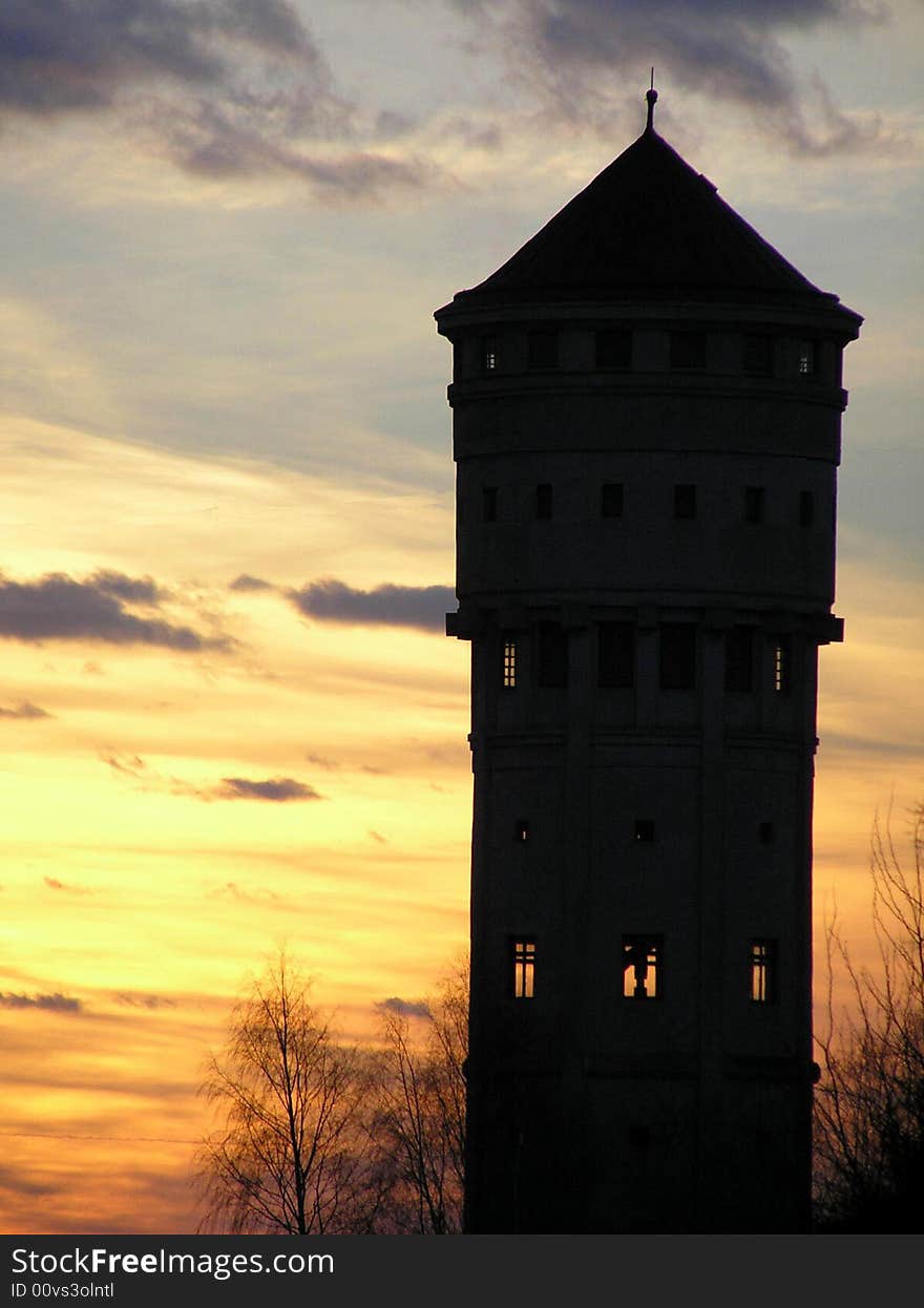 The silhouette of the tower. The silhouette of the tower