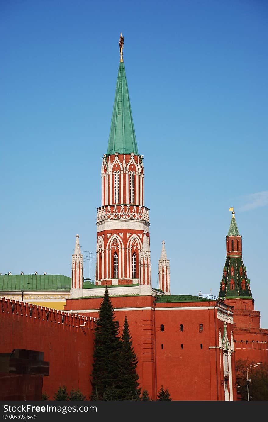 Moscow, Russia, towers and fragment of kremlin wall. Moscow, Russia, towers and fragment of kremlin wall.