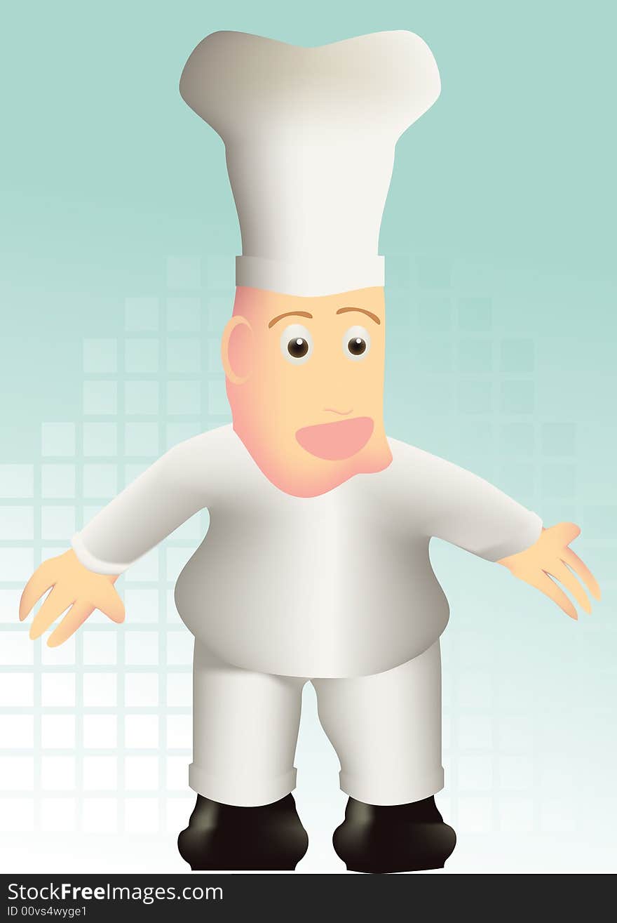 A cartoon showing a chef. A cartoon showing a chef