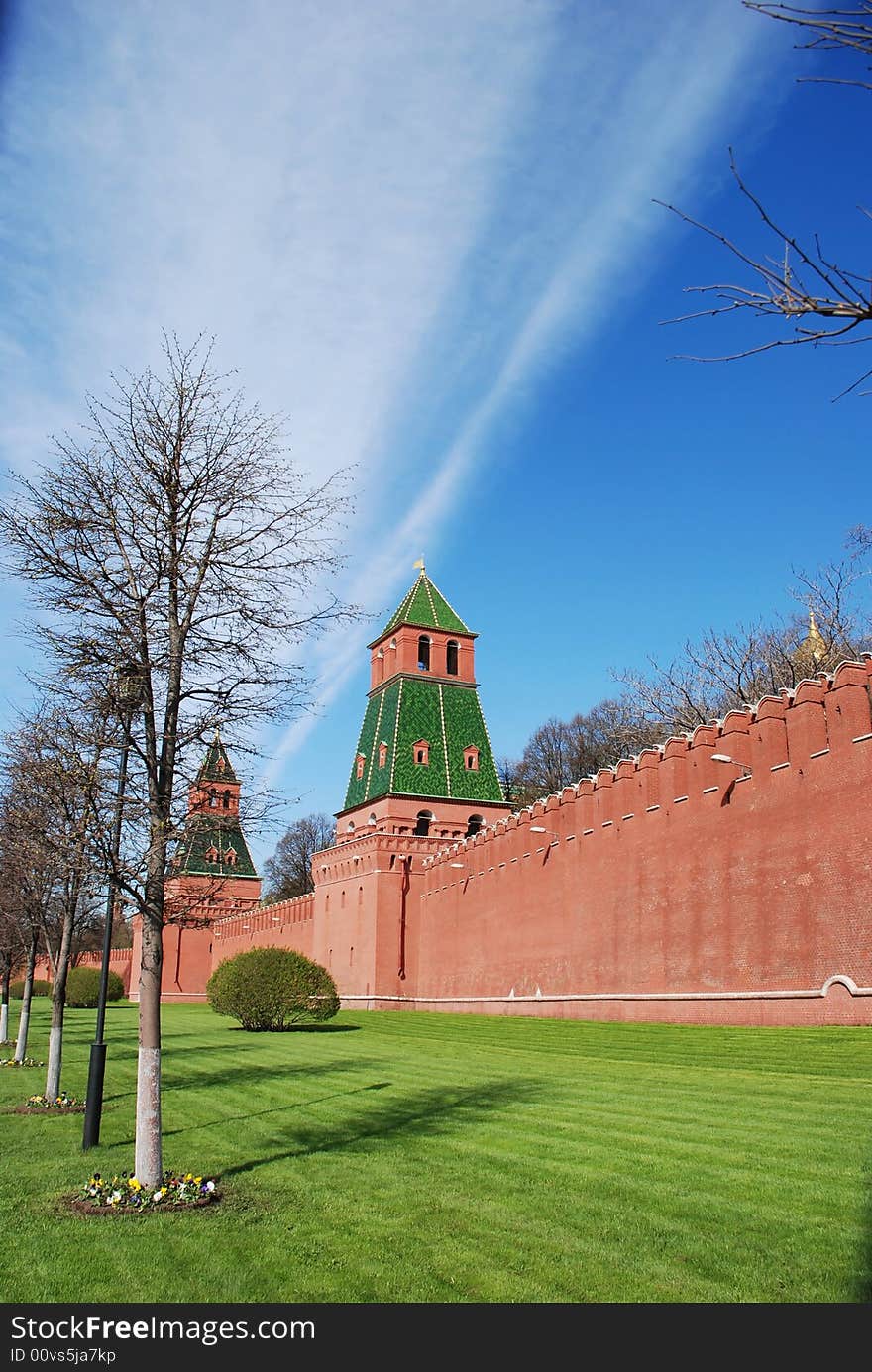 Moscow, Russia, towers and fragment of kremlin wall. Moscow, Russia, towers and fragment of kremlin wall.