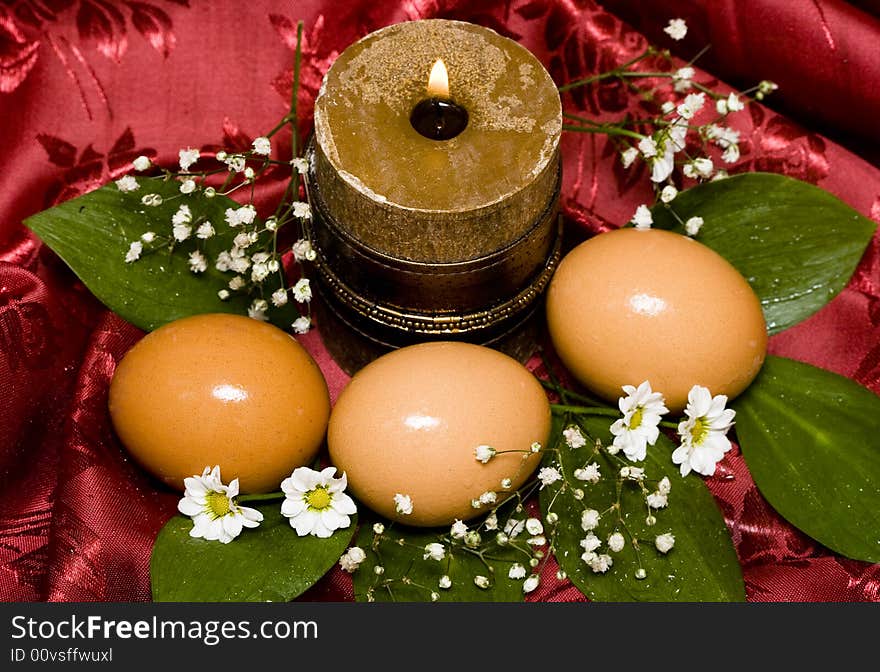 Easter Eggs With White Flowers