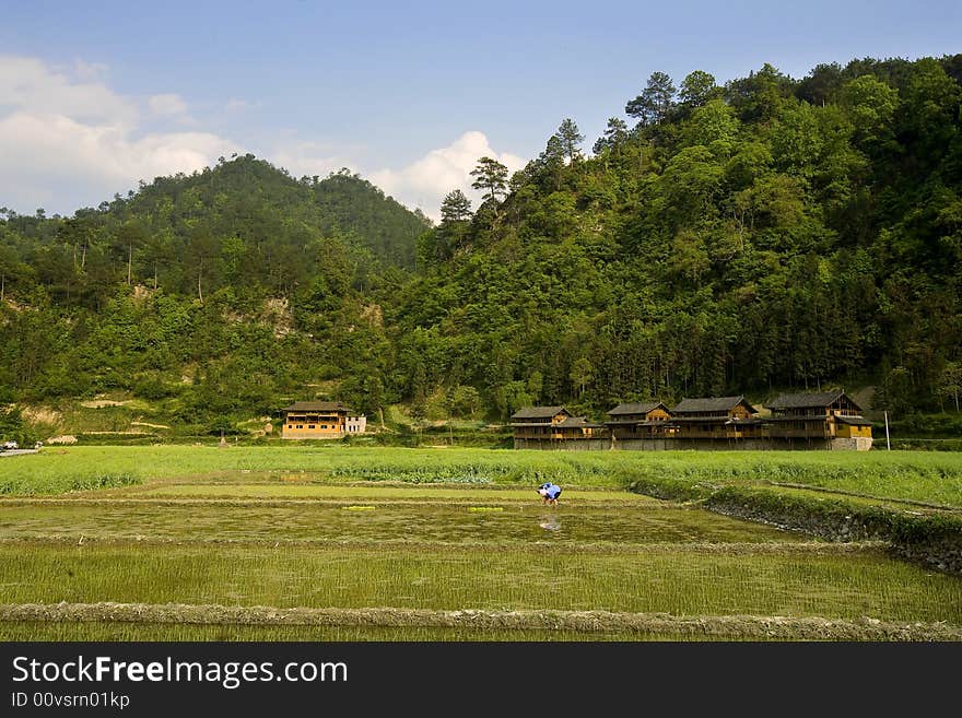 Village beside the hill