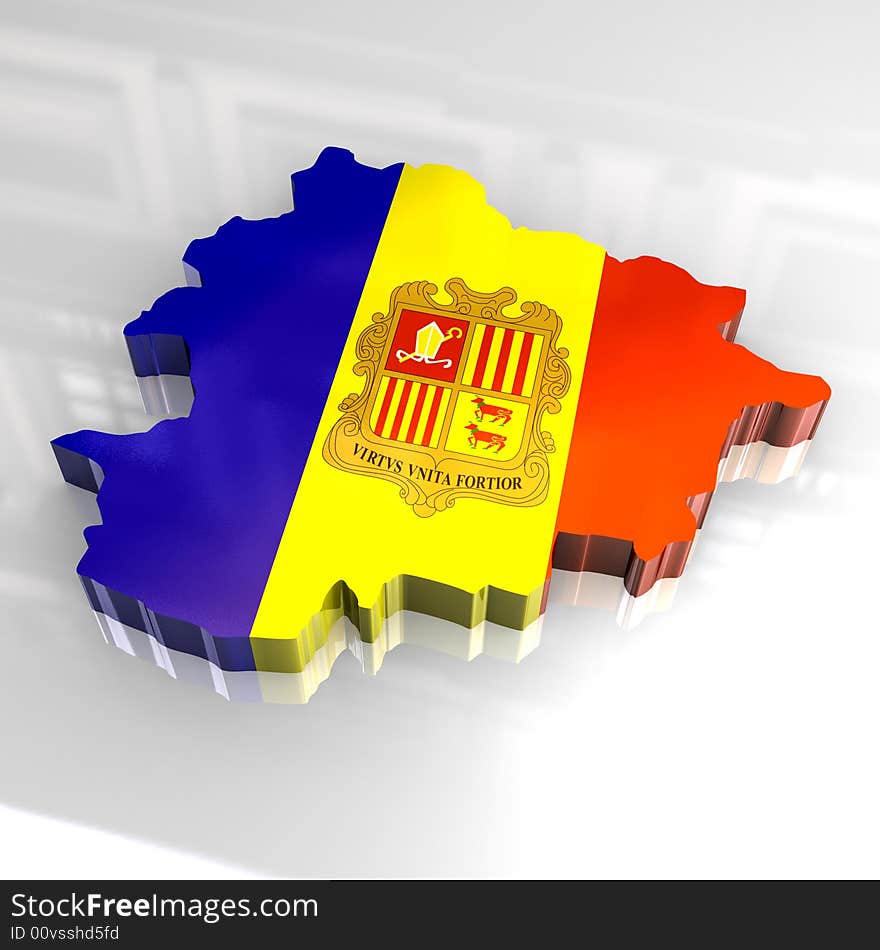 3d flag map of andorra