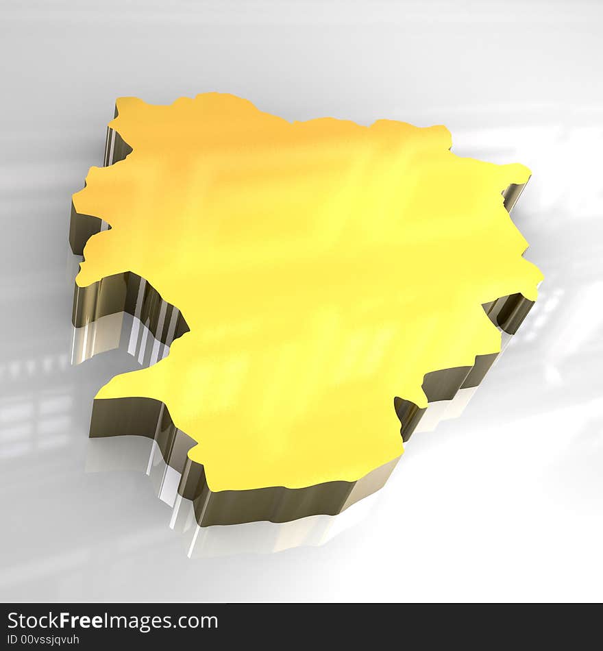 3d golden map of andorra