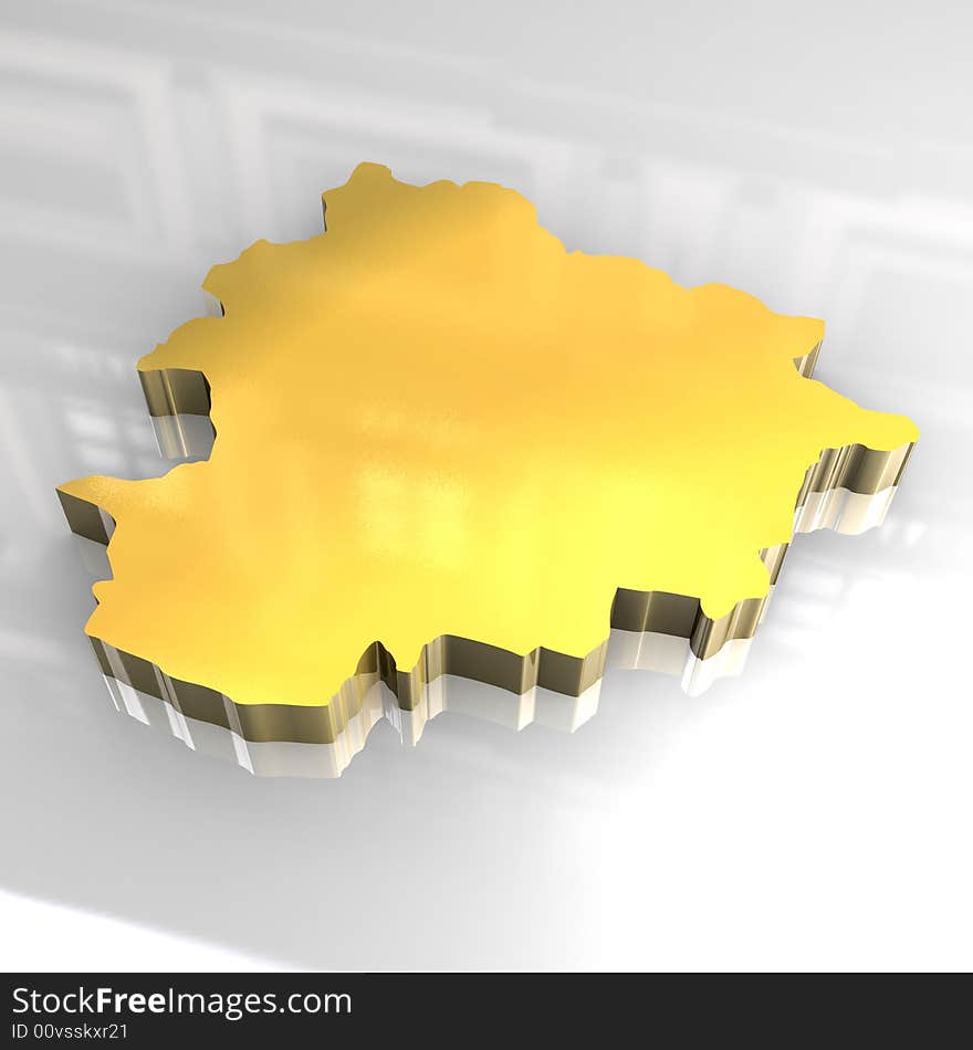 3d golden map of andorra