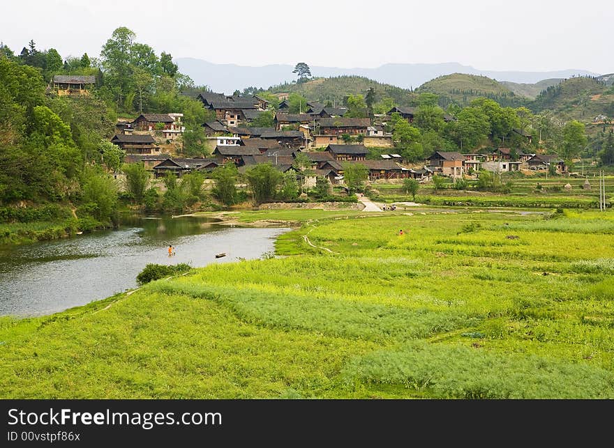 Village beside the river