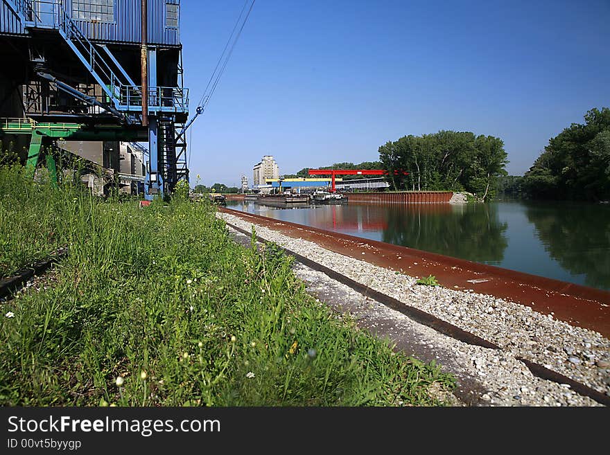 Alberner port, Vienna, port area in the spring photographed